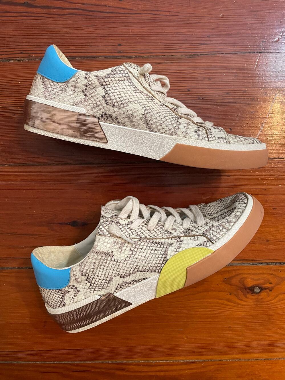 Dolce Vita Zina Snake Print Sneakers Womens 8 Colorblock Lace Up Shoes
